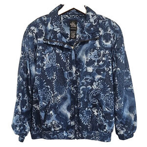 Vintage Active Studio Blue Floral Lightweight Jacket Size Medium 1980s Retro